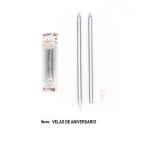 Vela Fina Plata 13cm 6 Piezas.