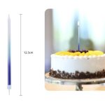 Vela azul satinada 12,5 cm 6 piezas