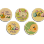 Círculo de chocolate blanco Feliz Pascua, diámetro 5 cm, paquete de 5 unidades, 6 unidades