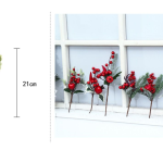 Rama de acebo navideña de 21 cm