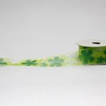 Cinta de Organza con Flores Verdes 4cm x 23 Metros