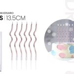 Vela fina trenzada de oro rosa de 13,5 cm, 6 unidades.