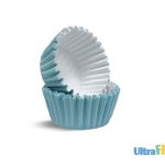 Bandeja de papel gourmet azul suave de 2,5 x 2,5 x 3 pulgadas