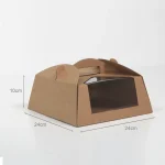 24x24x10cm - Caja para tarta (KRAFT) CON VENTANA