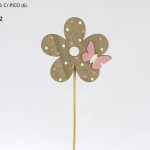 Flor de madera decorada con brocheta 8cm Sc.6