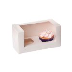 Caja Blanca con ventana 2 Cupcakes pk.3