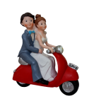 Novios en una Vespa de 18 cm