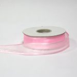 Cinta de organza con barra rosa de 2,5 cm x 23 m