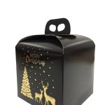 Caja para Panettone Feliz Navidad con Asa Marrón 200x200x180mm