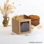 Caja “Panettone” con Ventana 18x18x18 Kraft