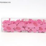 Caja de 18 flores de fieltro rosa con palo