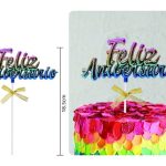 Adorno de feliz cumpleaños colorido de 18,5 cm