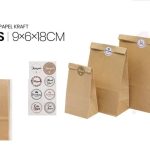 Bolsa de papel kraft con fondo rectangular (9 x 6 x 18 cm)