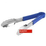 Pinzas de acero inoxidable para buffet, mango azul, 30 cm