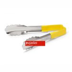 Pinzas de acero inoxidable para buffet, mango amarillo, 30 cm