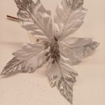 Flor de Navidad plateada de 20 cm