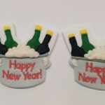 Cubo con azucareras feliz año nuevo 2 uds