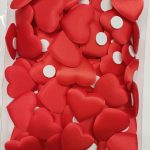 Corazones de satén con palito caja de 100