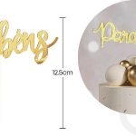 Adorno acrílico dorado "Felicitaciones" de 12,5 cm