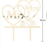 Adorno acrílico dorado MR & MRS 15cm