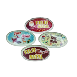 Plato de Chocolate Blanco 5,5cm Feliz Navidad. Pack 4