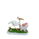 Cigüeña con niña 10cm