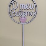 Adorno de madera "Mi Bautismo" (ángel rosa)