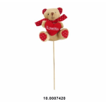 Ursinho Castanho C/ Coração 11cm C/Espeto