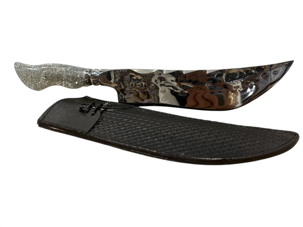 Cuchillo forjado de acero inoxidable 420C Mango de púa de carnicero 11 Pol. x 15mm (2)