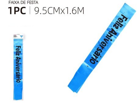 Cinta azul de feliz cumpleaños 1600x95mm