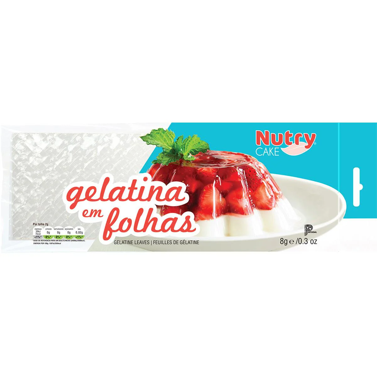 Gelatina en láminas blancas pts 8g