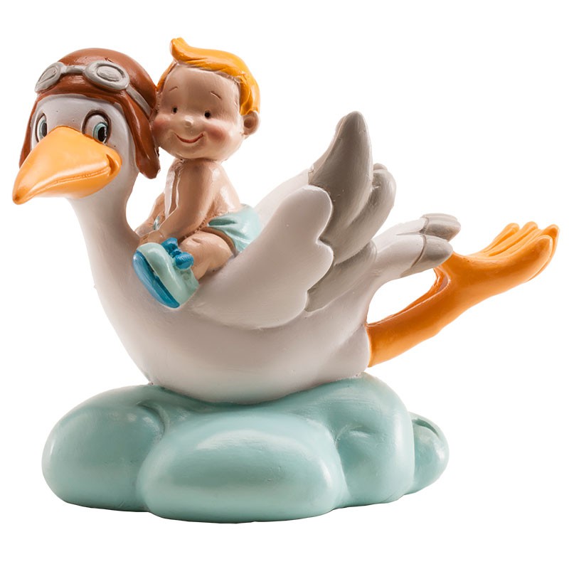 Cigüeña bebé azul 10cm