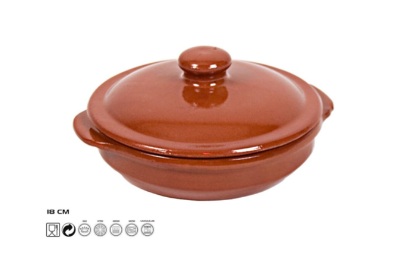 Cazuela de barro con tapa Ø 18x4,5cm