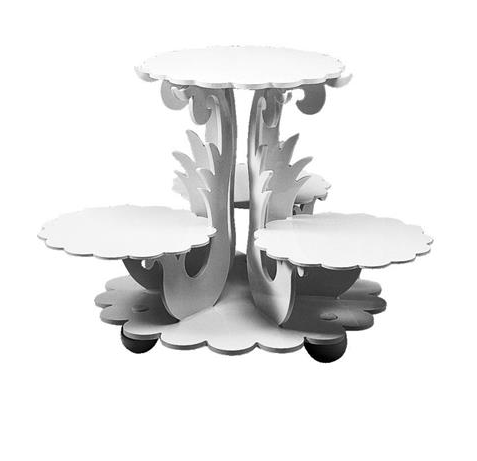 Expositor Acrílico Blanco 4 platos Ø40 h45 cm