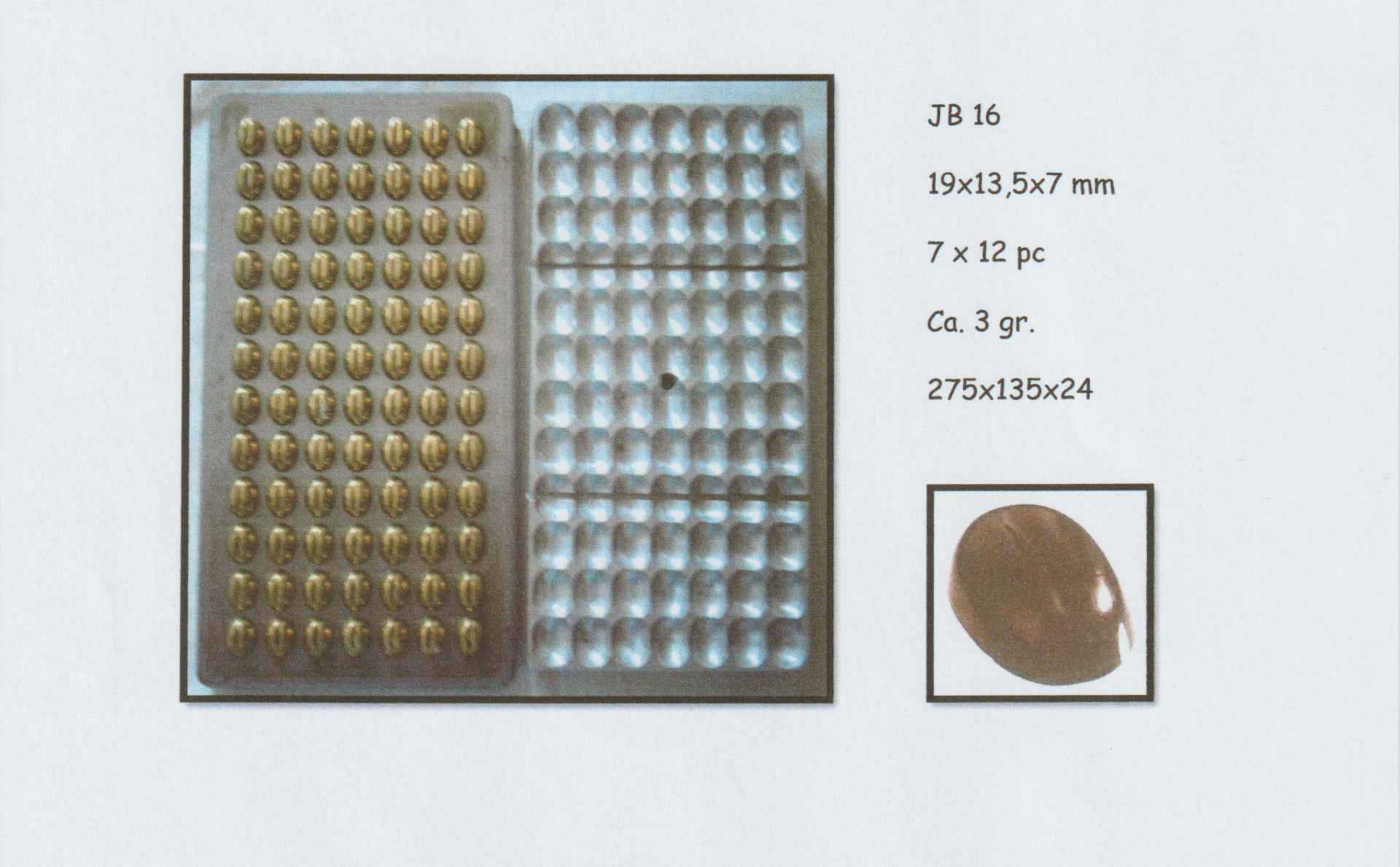Molde de bombones de policarbonato de granos de café