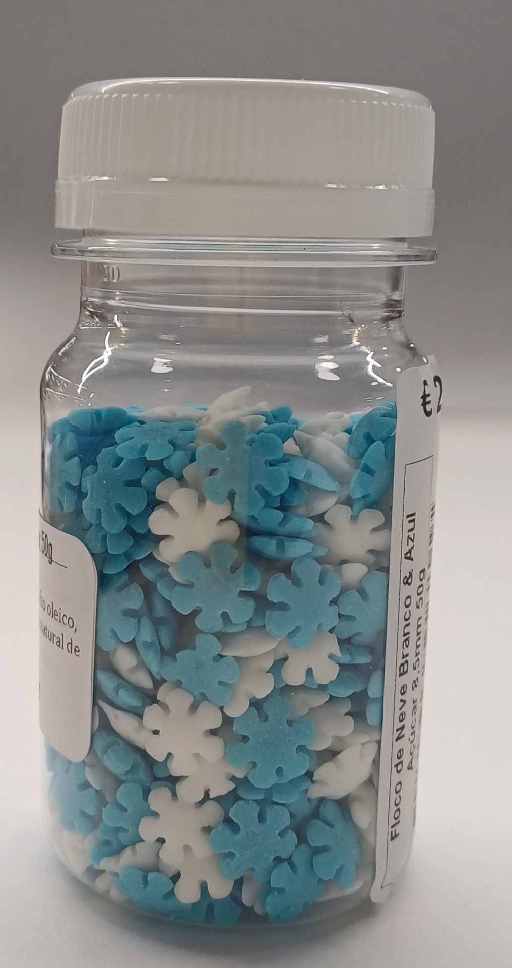 Copo de nieve Azúcar blanco y azul 8.5mm 50g