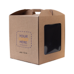Caja para tarta con tu logo y ventana Kraft