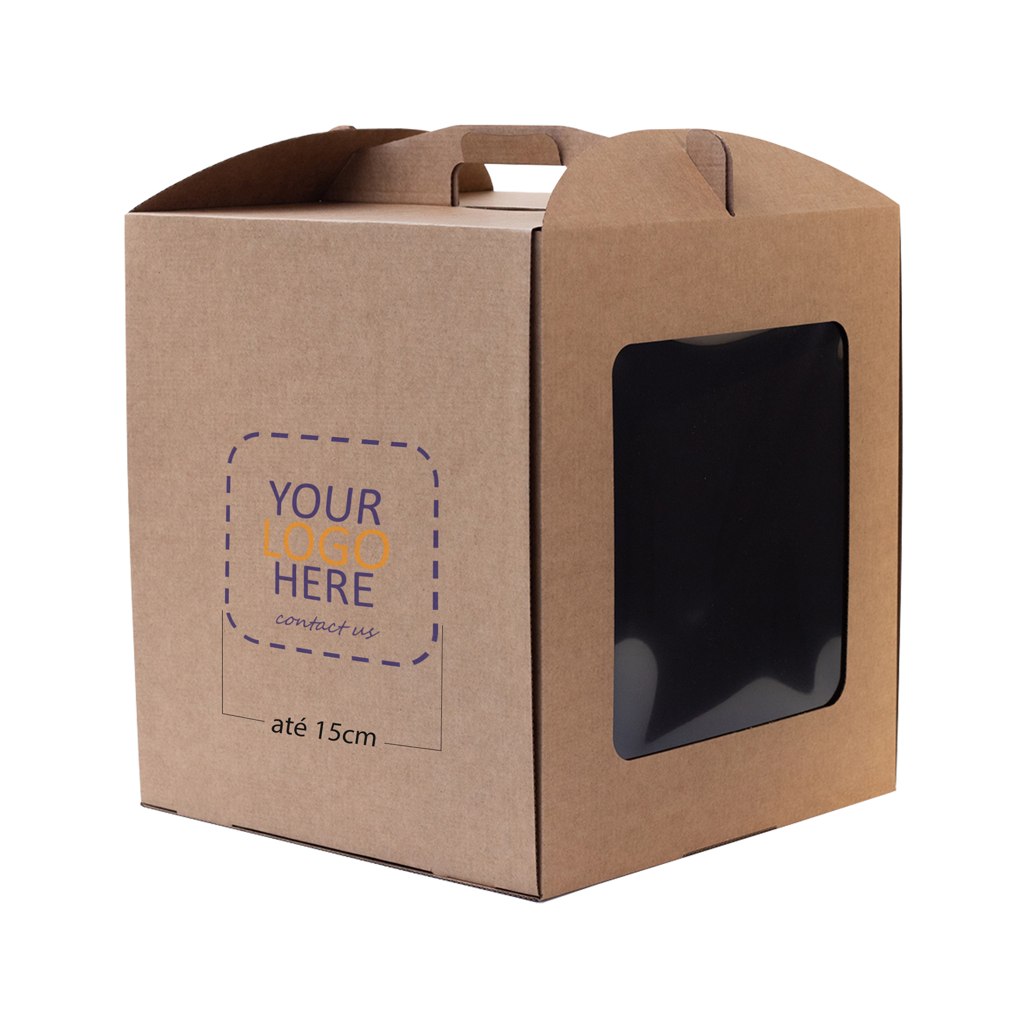 Caja para tarta con tu logo y ventana Kraft - Imagen 1